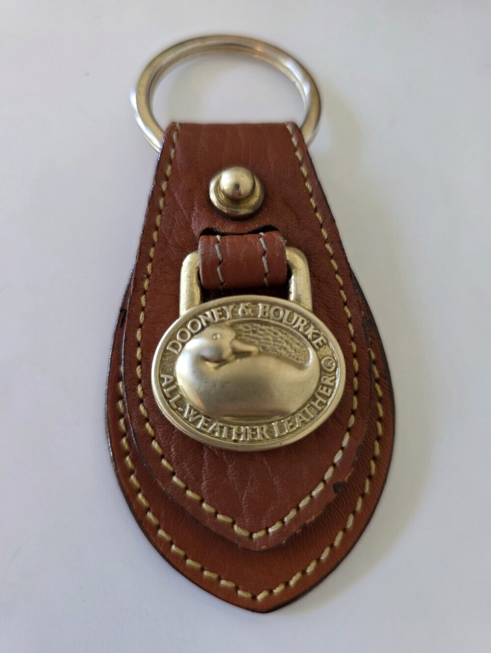 Vintage Dooney & Bourke All Weather Leather Brass Key Ring Key Chain Leather